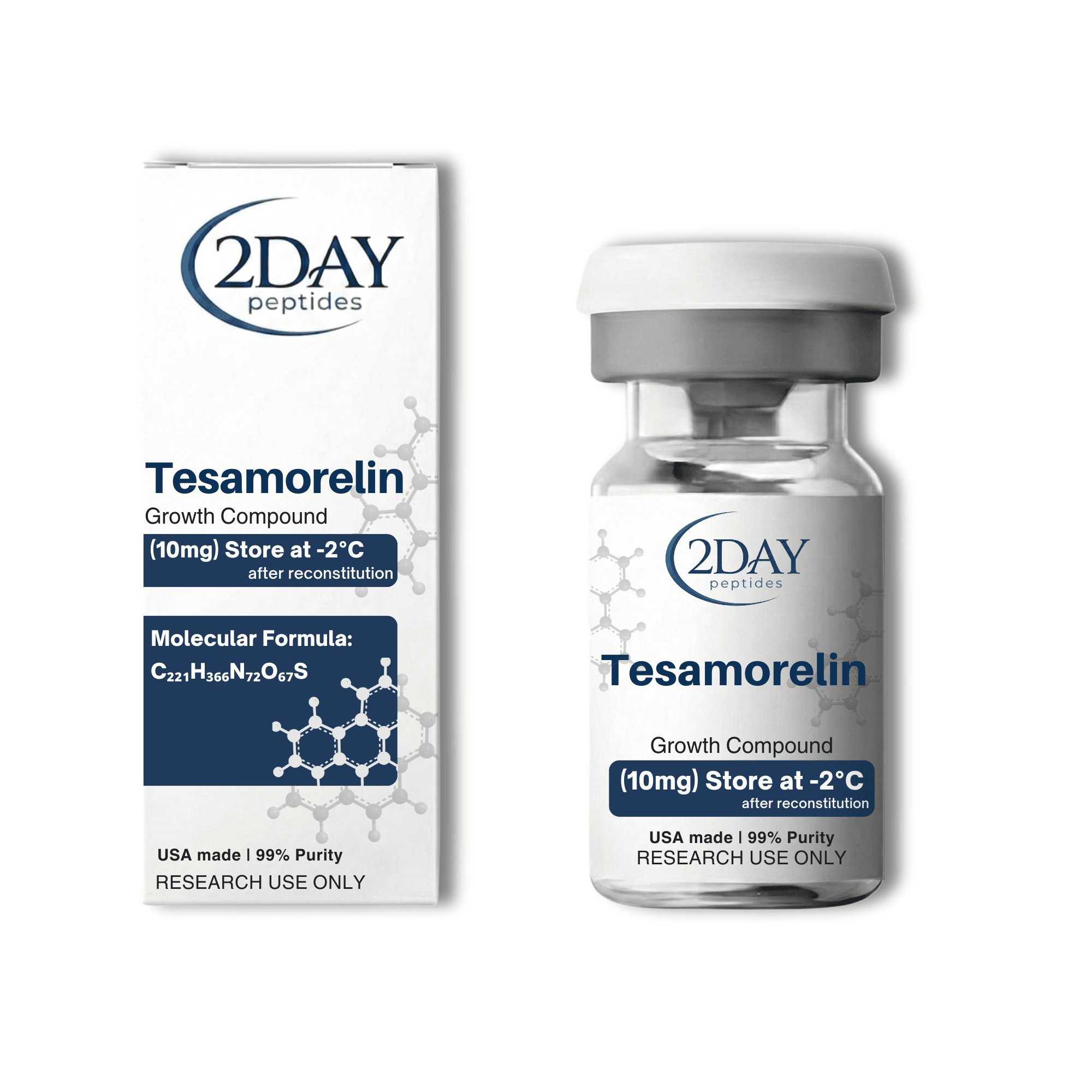 Tesamorelin vial and packaging